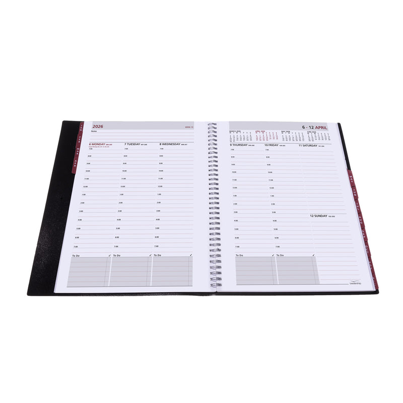Leadership - A5 Week-To-View Diary with Appointments - 2026 Calendar Year Planner