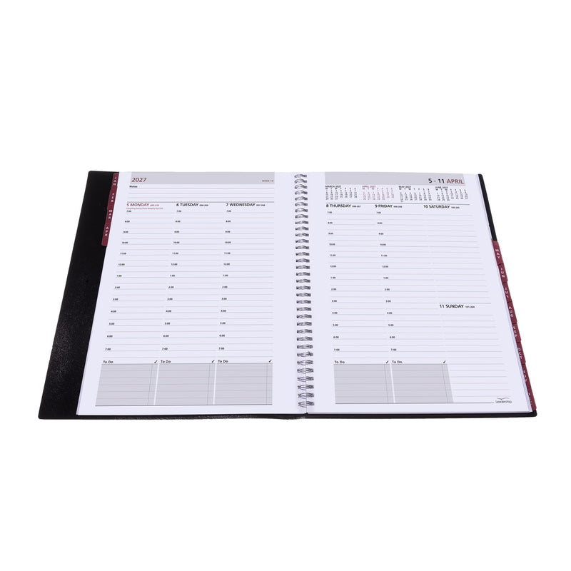 2027 Calendar Year Planner - 12 Month A5 Week-to-View Diary in Black - Collins Debden Leadership Range (CP6741.99-27)