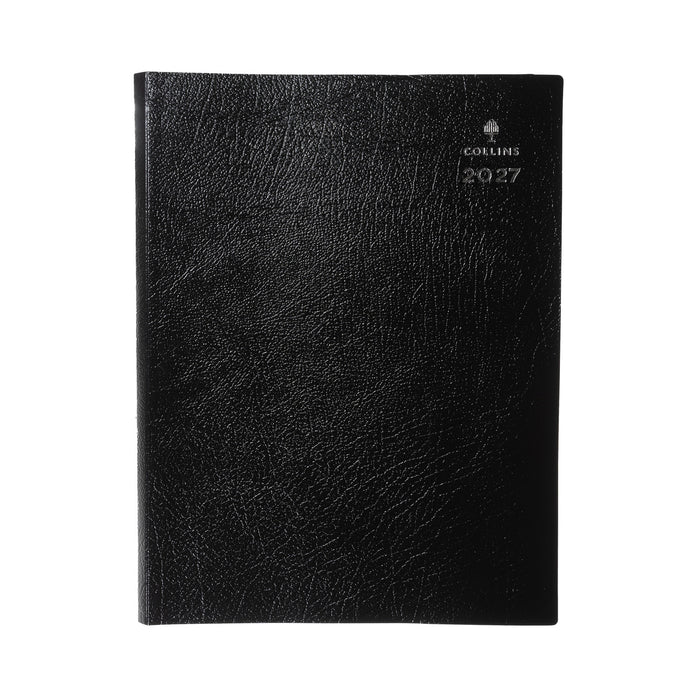 2027 Calendar Year Planner - 12 Month A4 Day-to-Page Diary in Black - Collins Debden Leadership Range (CP6743.99-27)