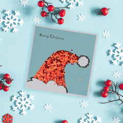 Collins Christmas Cards - Glitter Santa Hat Design - 10 Pack Festive Greeting Cards