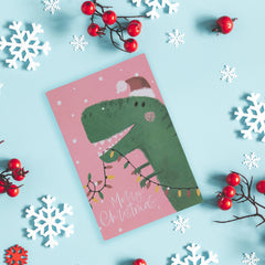 Collins Christmas Cards - Festive Dinosaur Design - 10 Pack Holiday Greeting Cards