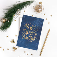 Collins Christmas Cards - Snowflake on Blue Design - 10 Pack Festive Greeting Cards