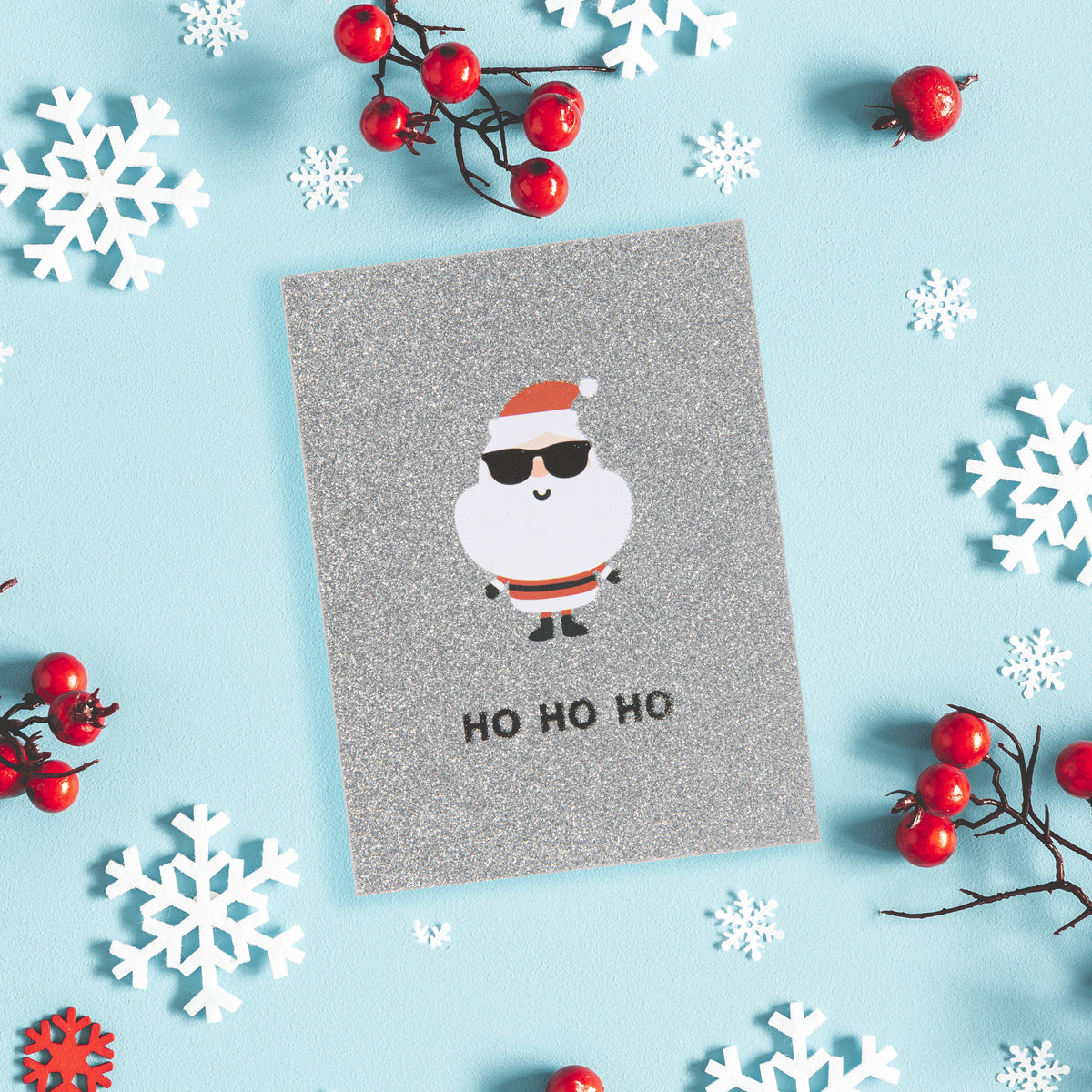 Collins Christmas Cards - Glitter Santa Design - 10 Pack Festive Greeting Cards
