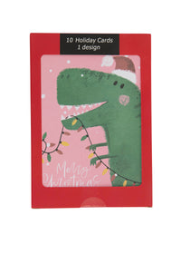 Collins Christmas Cards - Festive Dinosaur Design - 10 Pack Holiday Greeting Cards