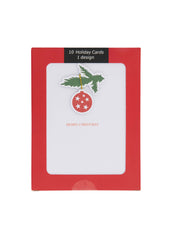 Collins Christmas Cards - Red Bauble and Holly Design - 10 Pack Festive Greeting Cards