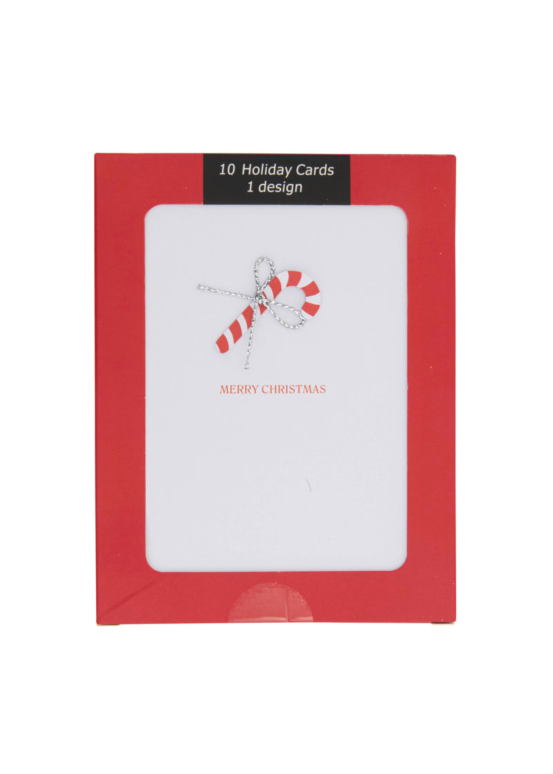 Collins Christmas Cards - Candy Cane Design - 10 Pack Festive Greeting Cards