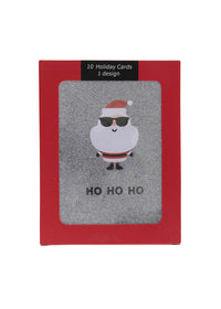 Collins Christmas Cards - Glitter Santa Design - 10 Pack Festive Greeting Cards