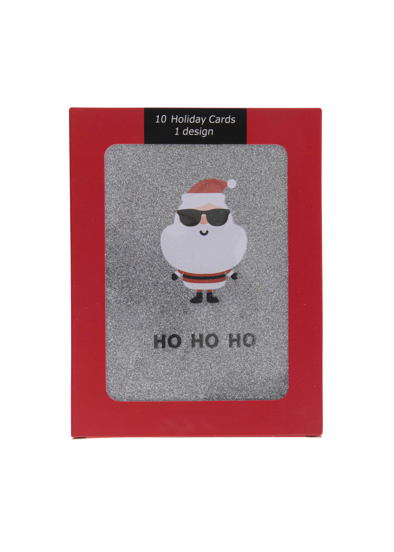 Collins Christmas Cards - Glitter Santa Design - 10 Pack Festive Greeting Cards