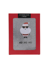 Collins Christmas Cards - Glitter Santa Design - 10 Pack Festive Greeting Cards