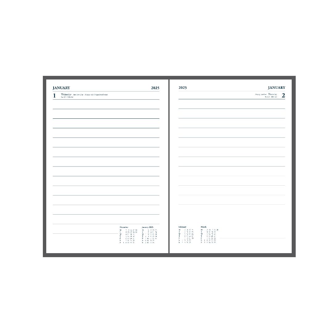 Standard Desk A5 DayToPage Diary 2025 CalendarYearPlanner Page A Day Desk Calendar 2025 Uk