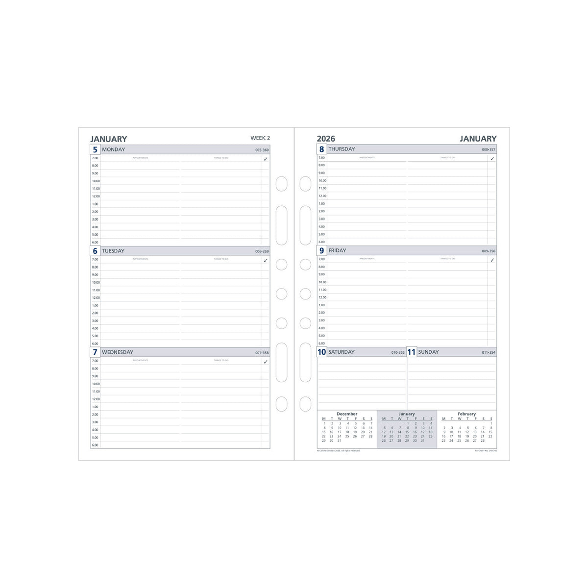 Desk Organiser - 2026 Week to View Refill (DK1700-26)