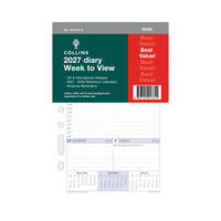2027 Desk Organiser Refill - 12 Month Week-to-View Refill - Collins Debden (DK1700) (DK1700-27)