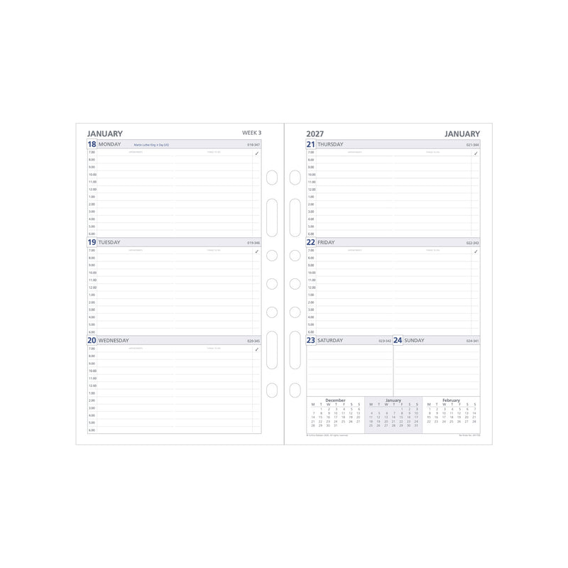 2027 Desk Organiser Refill - 12 Month Week-to-View Refill - Collins Debden (DK1700) (DK1700-27)