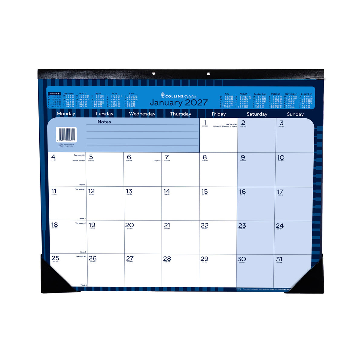 2027 Calendar Year Planner - 12 Month 432x548mm Desk Pad - Collins Debden Colplan Range (DPA2-27)