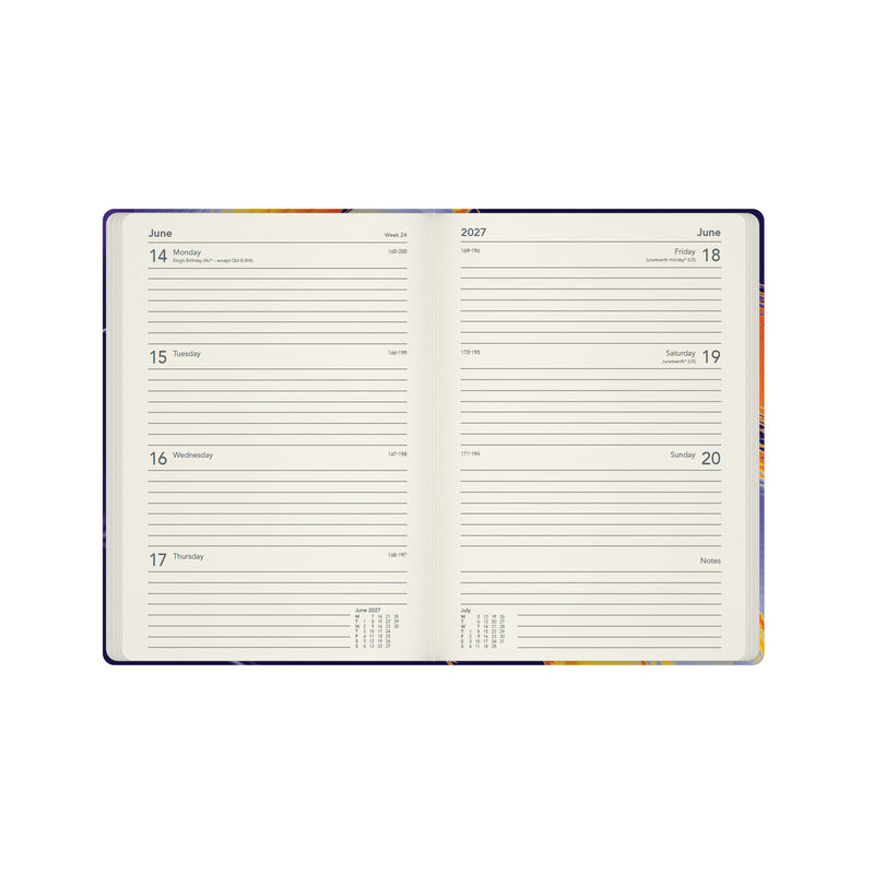 2027 Calendar Year Planner - 12 Month A5 Week-to-View Diary - Hard Cover - Collins Debden Aura & Ombre Range