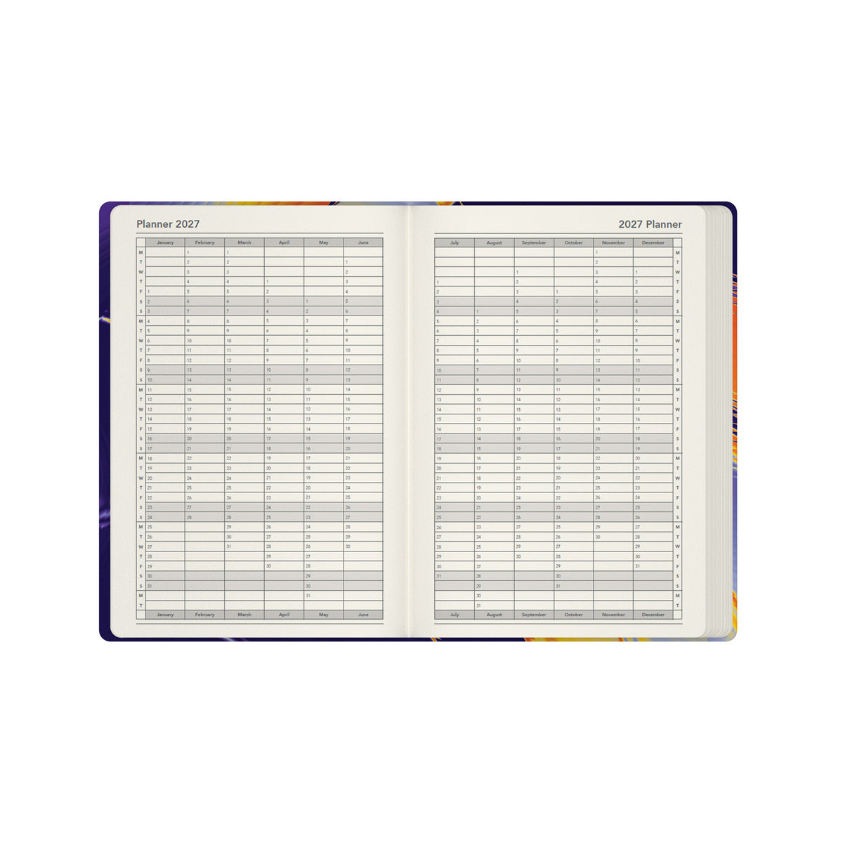 2027 Calendar Year Planner - 12 Month A5 Week-to-View Diary - Hard Cover - Collins Debden Aura & Ombre Range