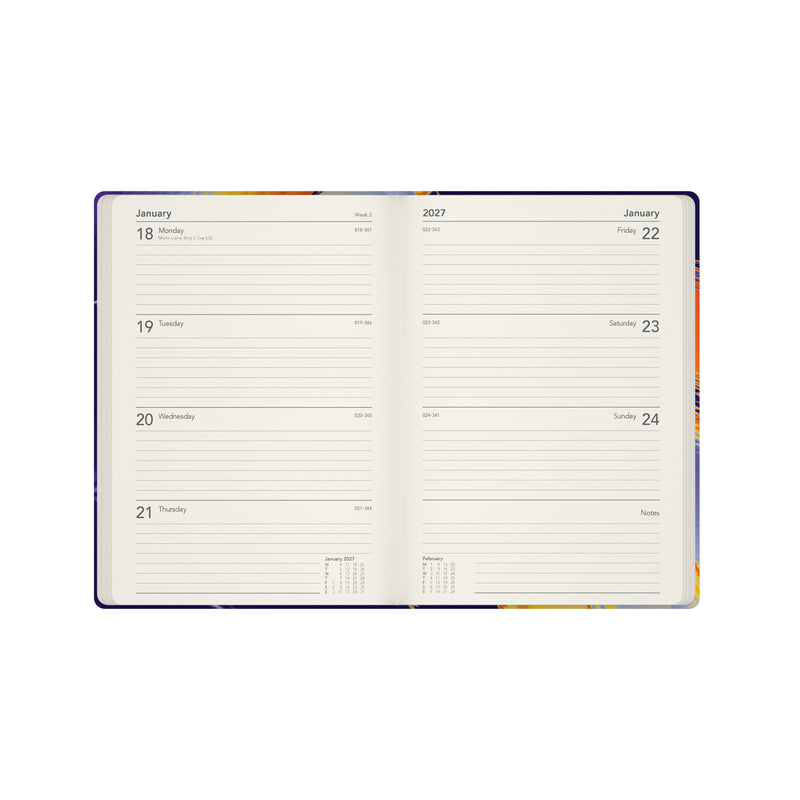 2026 - 2027 Mid Year Planner - 13 Month A5 Week-to-View Diary - Collins Debden Aura & Ombre - Purple