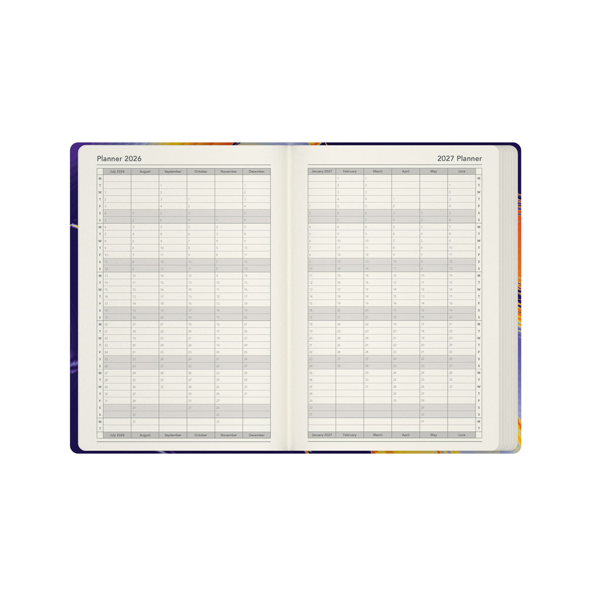 2026 - 2027 Mid Year Planner - 13 Month A5 Week-to-View Diary - Collins Debden Aura & Ombre - Purple