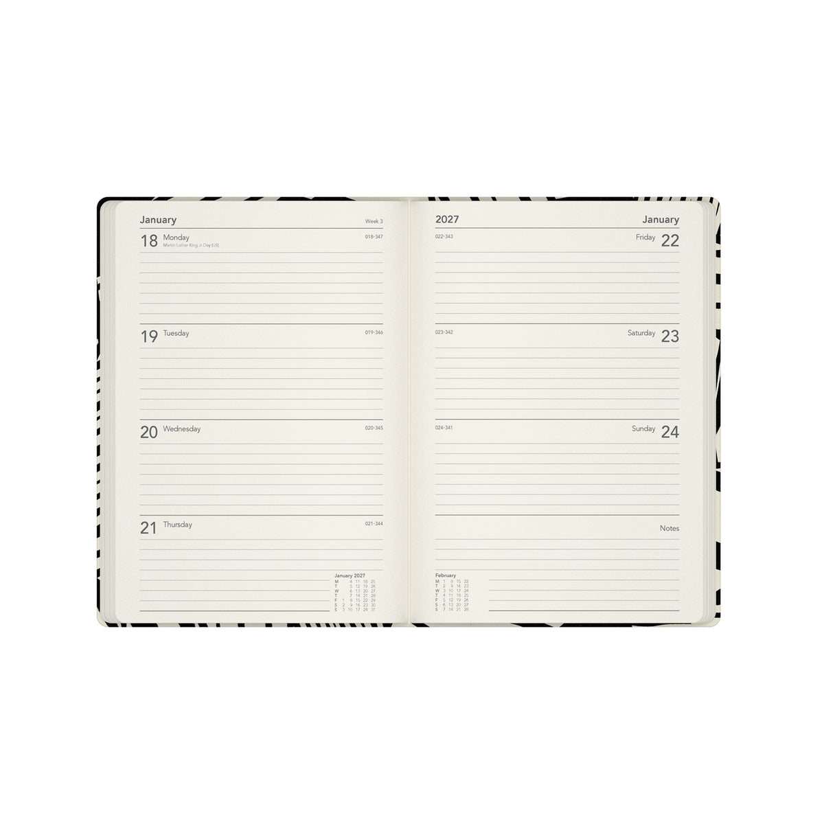 2026-2027 Mid Year Planner - 13 Month A5 Week-to-View Diary - Black & White - Collins Debden Bold Mono Range