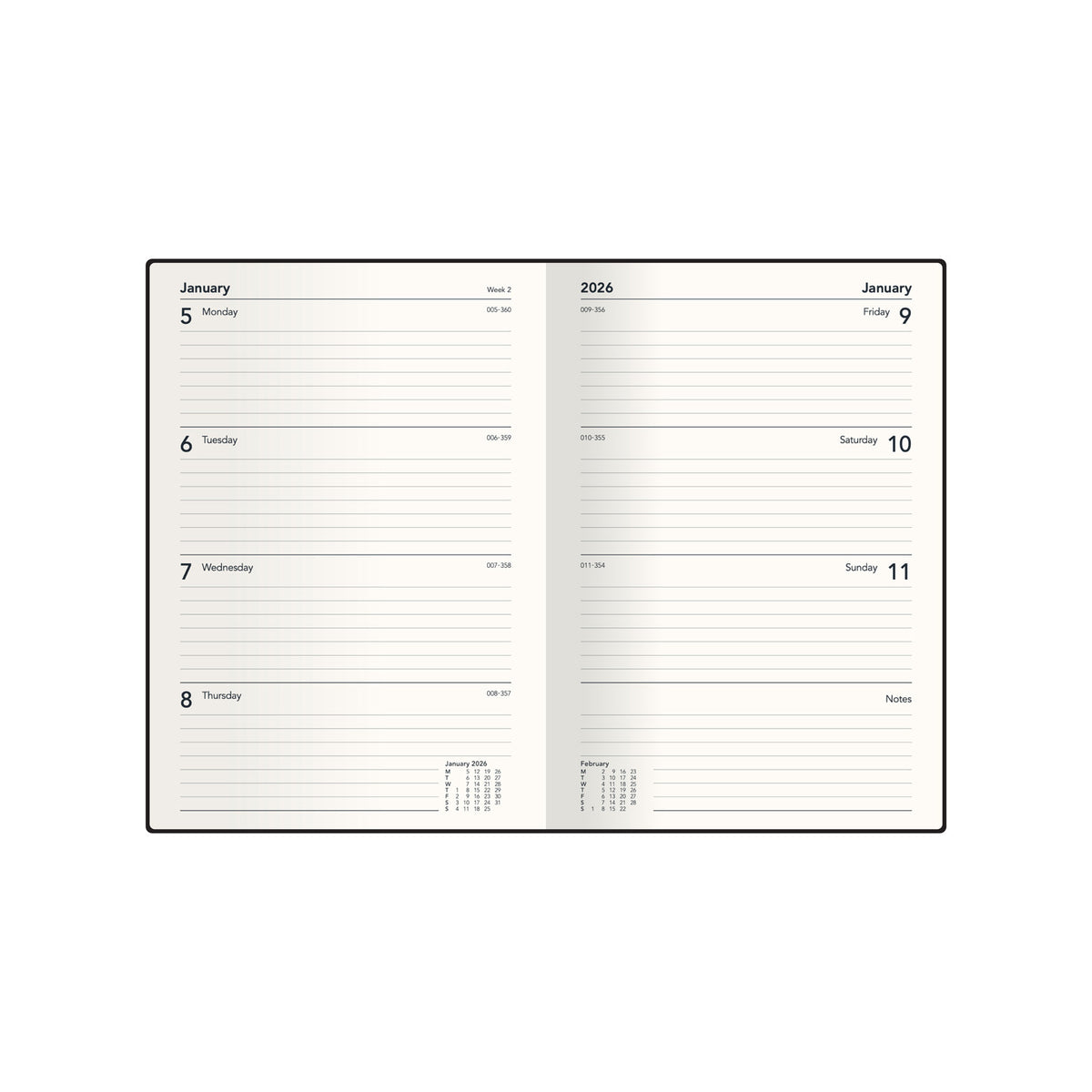 Maru - A6 - Week-To-View - Diary - 2026 Calendar Year Planner