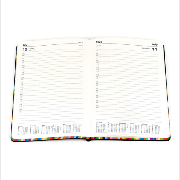 Edge Rainbow - A5 Day-To-Page Diary with Appointments- 2026 Calendar Year Planner