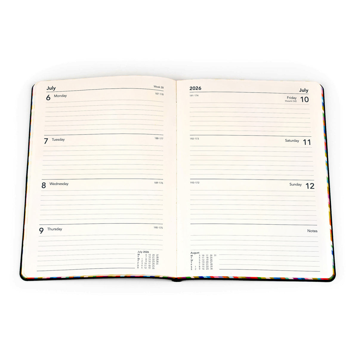 Edge Rainbow - A5 Week-To-View Diary - 2026 Calendar Year Planner