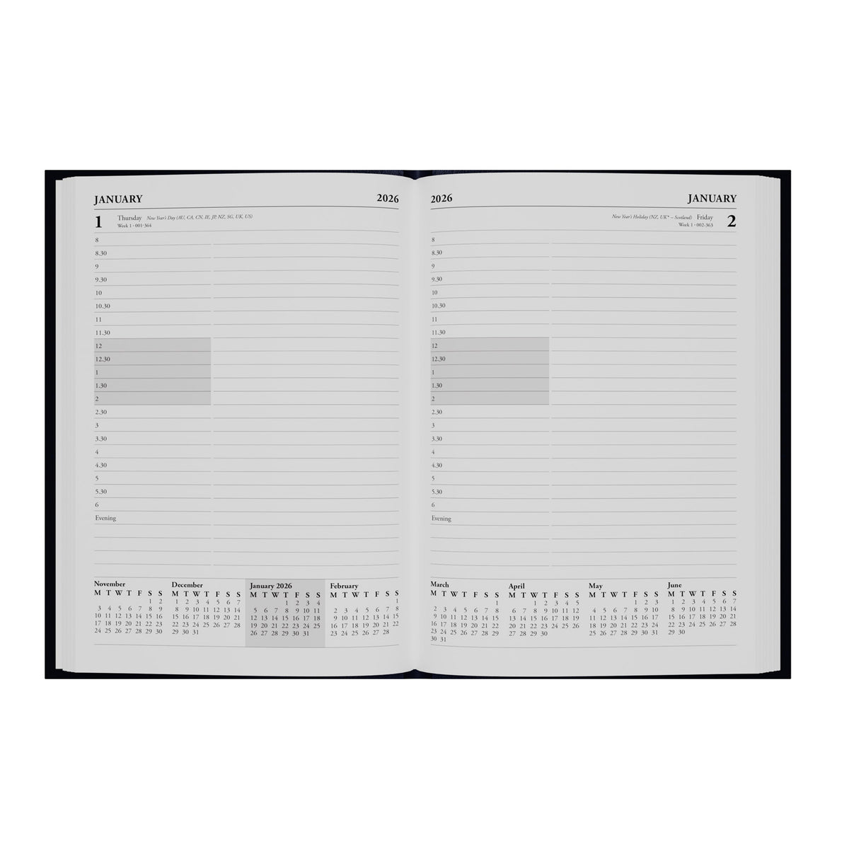 Essentials - A5 Day-to-Page with Appointments Mid/Academic Year Diary Planner, July 2025 - July 2026