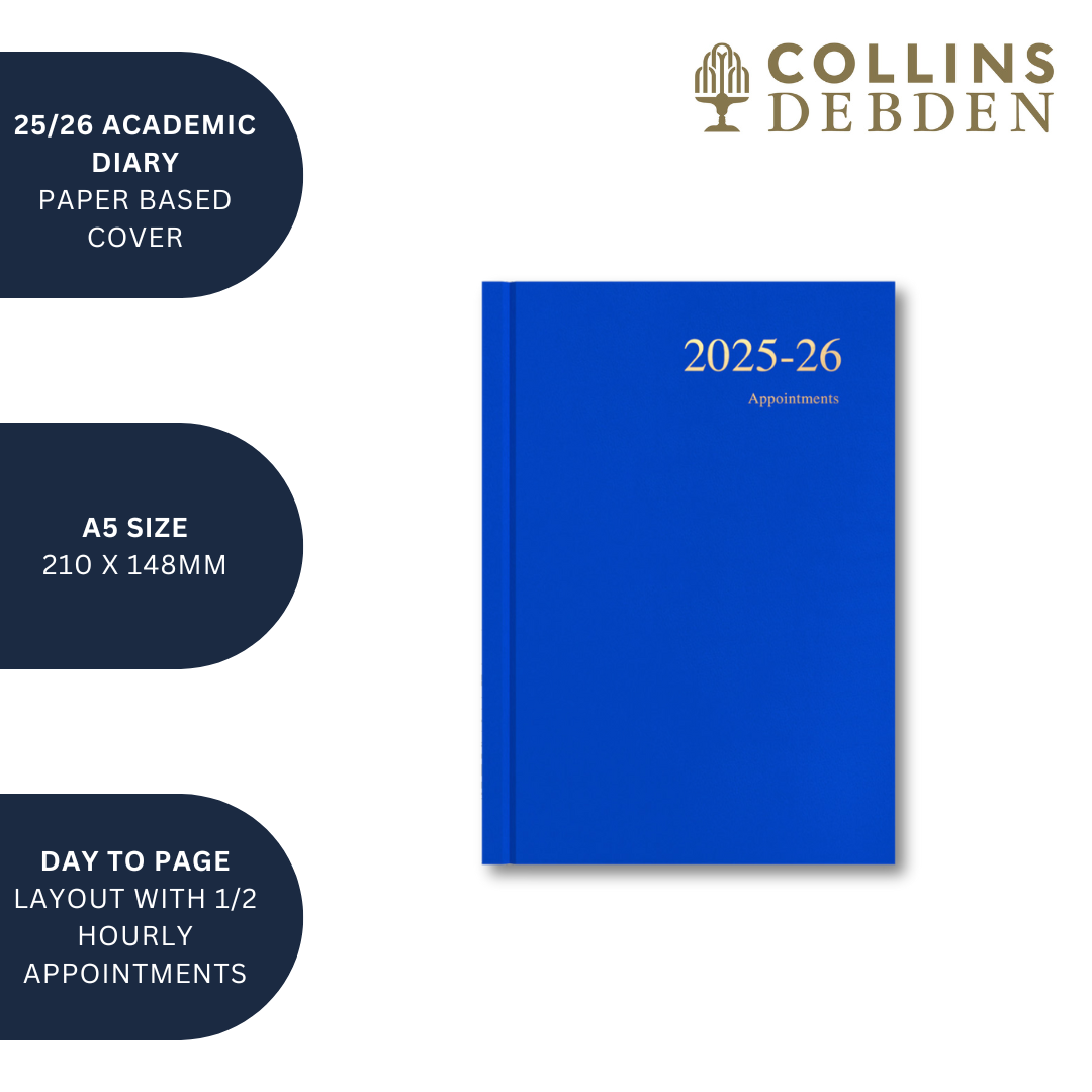 Essentials - A5 Day-to-Page with Appointments Mid/Academic Year Diary Planner, July 2025 - July 2026