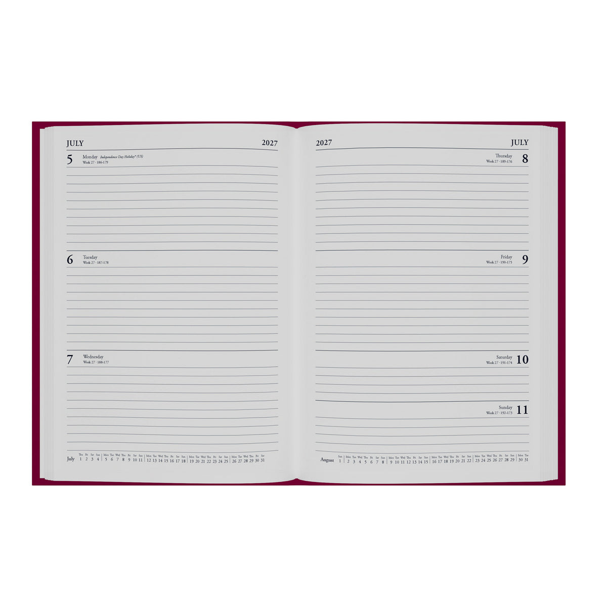 2027 Calendar Year Planner - 12 Month A5 Week-to-View Diary - Hard Cover - Collins Debden Essential Range