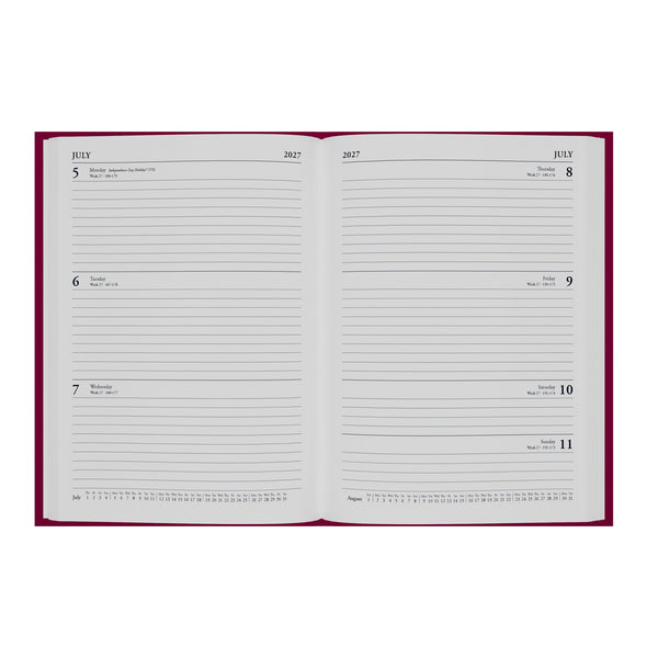 2027 Calendar Year Planner - 12 Month A5 Week-to-View Diary - Hard Cover - Collins Debden Essential Range