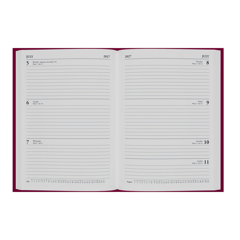 2027 Calendar Year Planner - 12 Month A5 Week-to-View Diary - Hard Cover - Collins Debden Essential Range