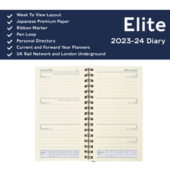 Elite -  Pocket Week to View Mid Year Academic 2023-24 Diary (1165VM-2324)