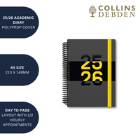 Delta - A5 Day-To-Page with Appointments Mid/Academic Year Diary Planner 2025-2026