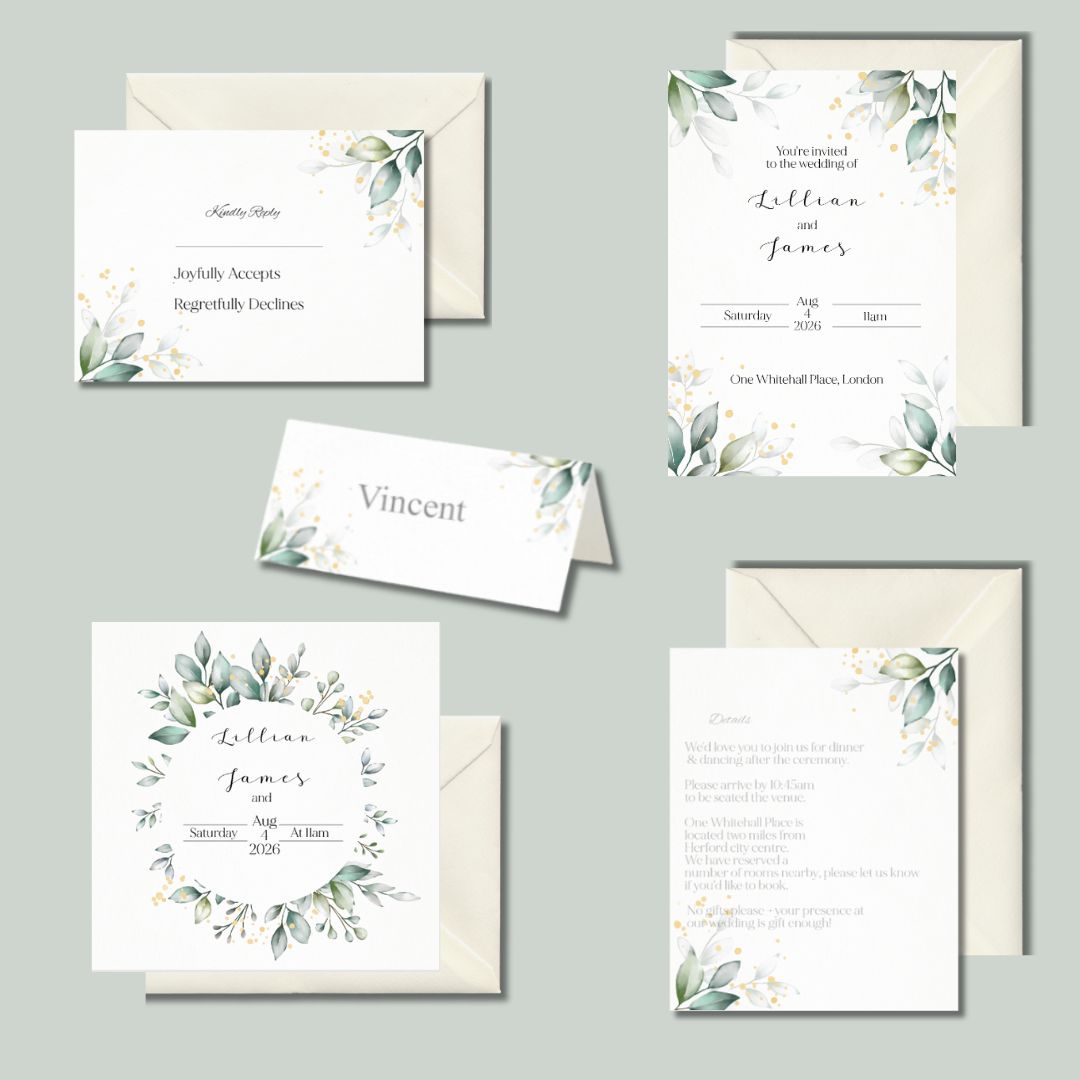 Save the Date -  Green Leaves