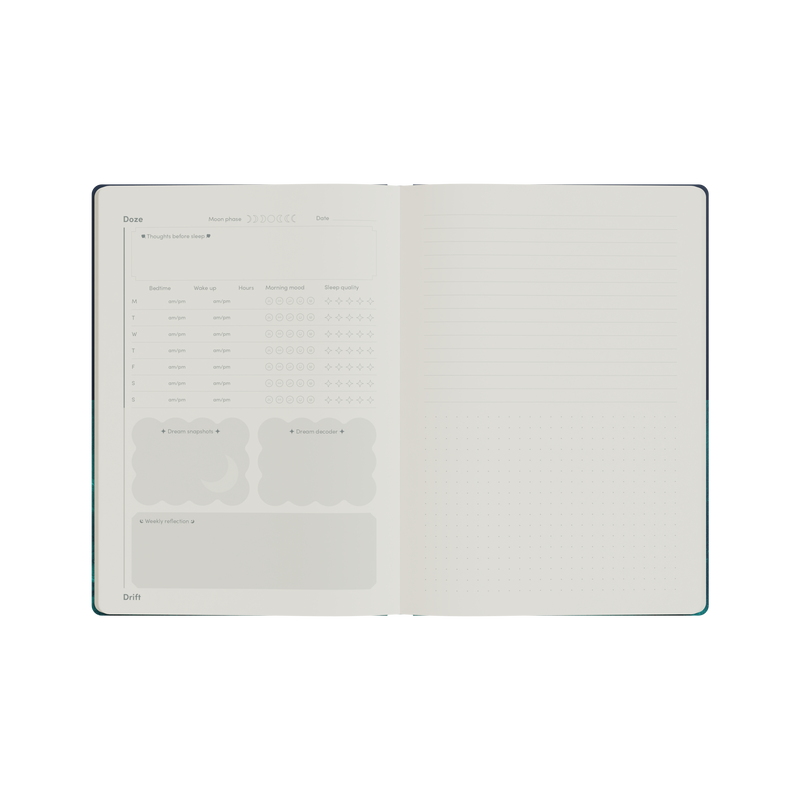 Doze and Drift Sleep Journal, A5 - Navy