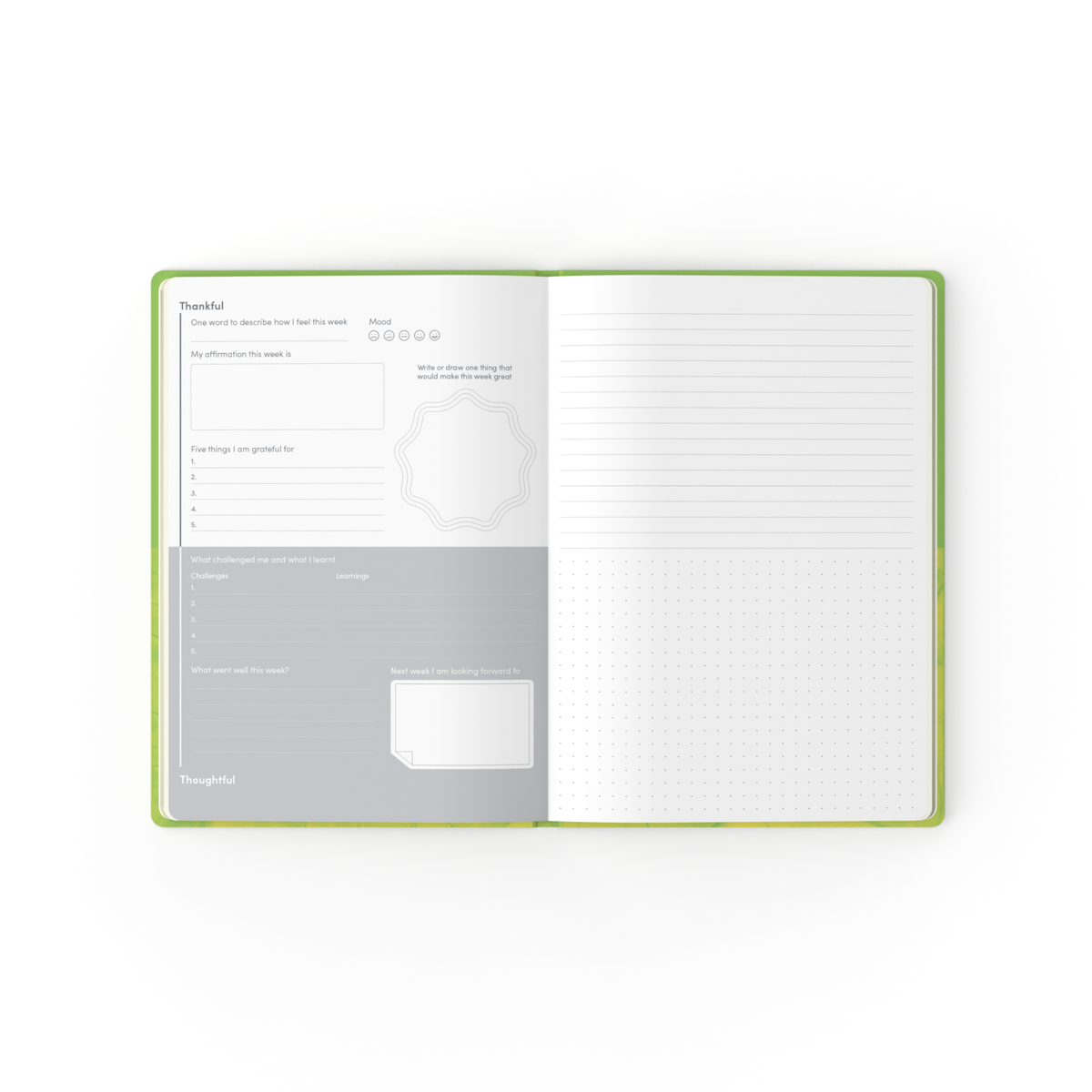 Head & Heart A5 Self Care Thankful & Wishful Gratitude Journal
