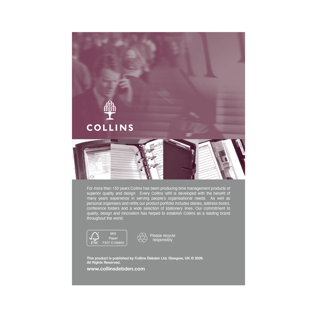 2027 Pocket Organiser Refill- 12 Month Pocket Week-to-View Diary Refill - Collins Debden (KT3700-27)