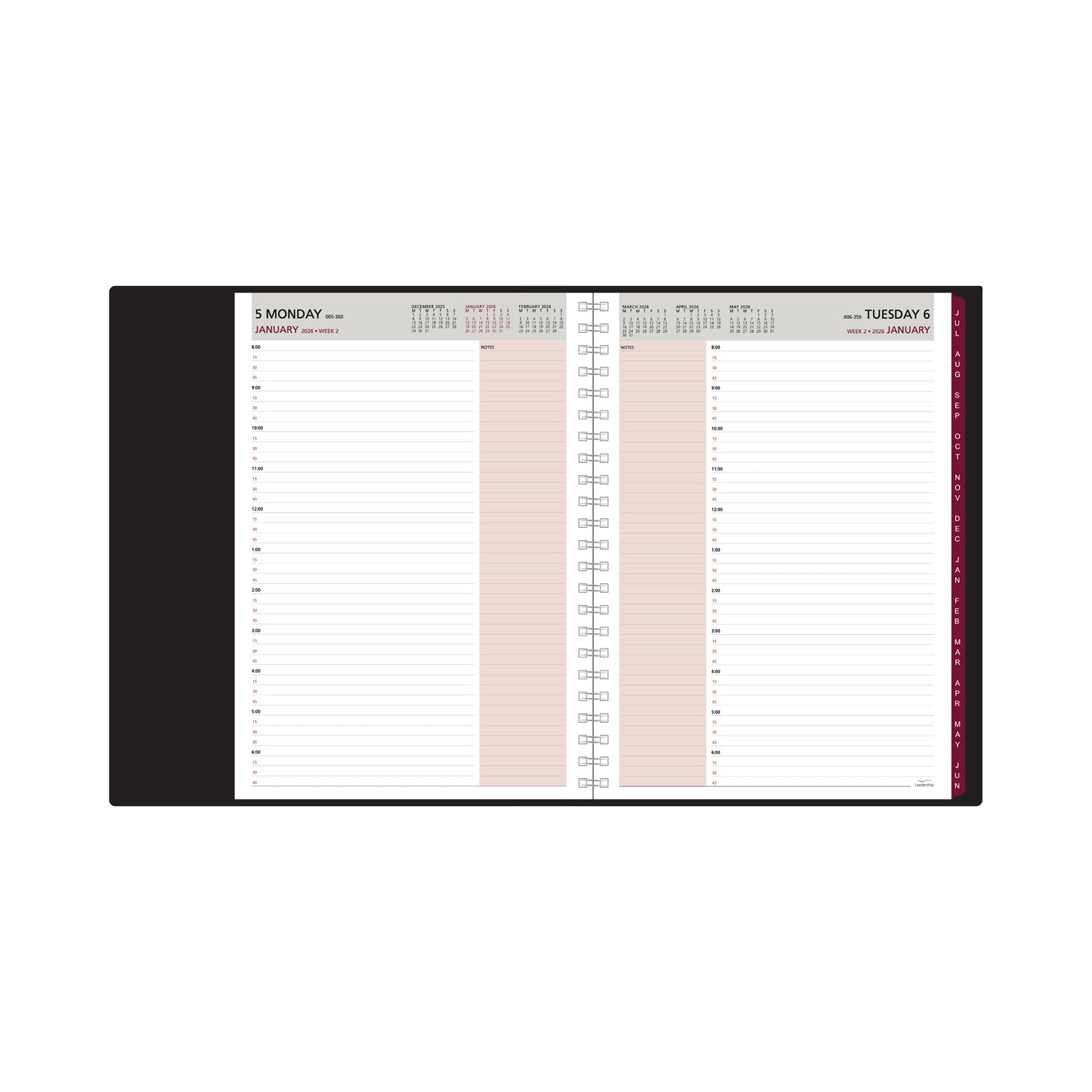 2026 A4 Hardback Day-to-Page Diary - Full Page Weekend Layout - Black Appointment Planner