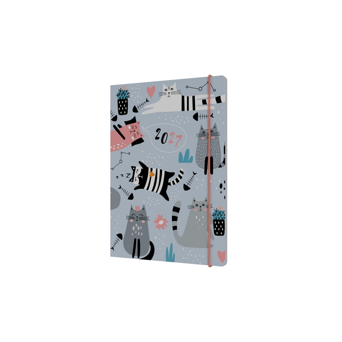 2027 Calendar Year Planner - 12 Month A5 Week-to-View Diary - Hard Cover - Cat's - Collins Debden Maru Range (MR153.CT-27)