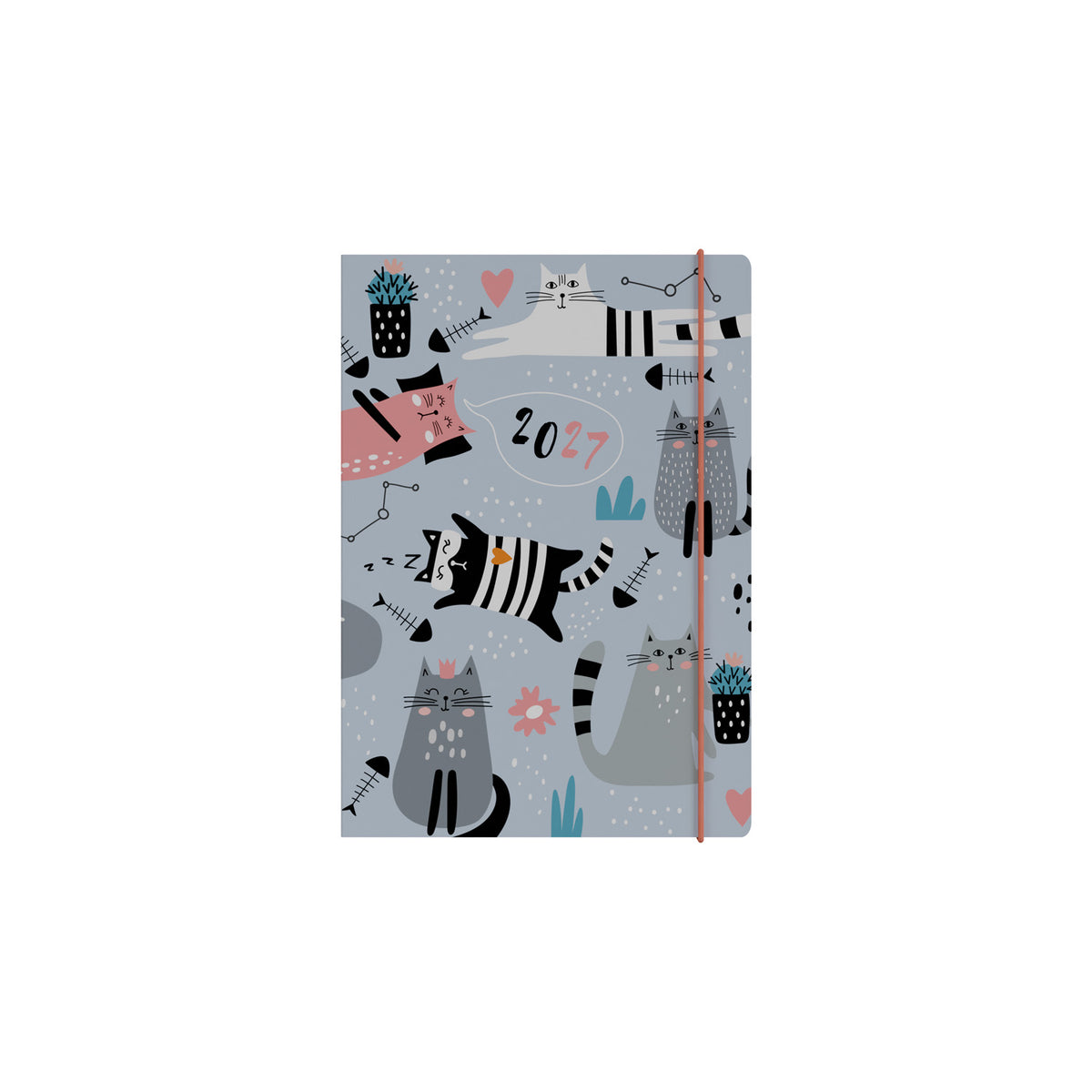 2027 Calendar Year Planner - 12 Month A5 Week-to-View Diary - Hard Cover - Cat's - Collins Debden Maru Range (MR153.CT-27)