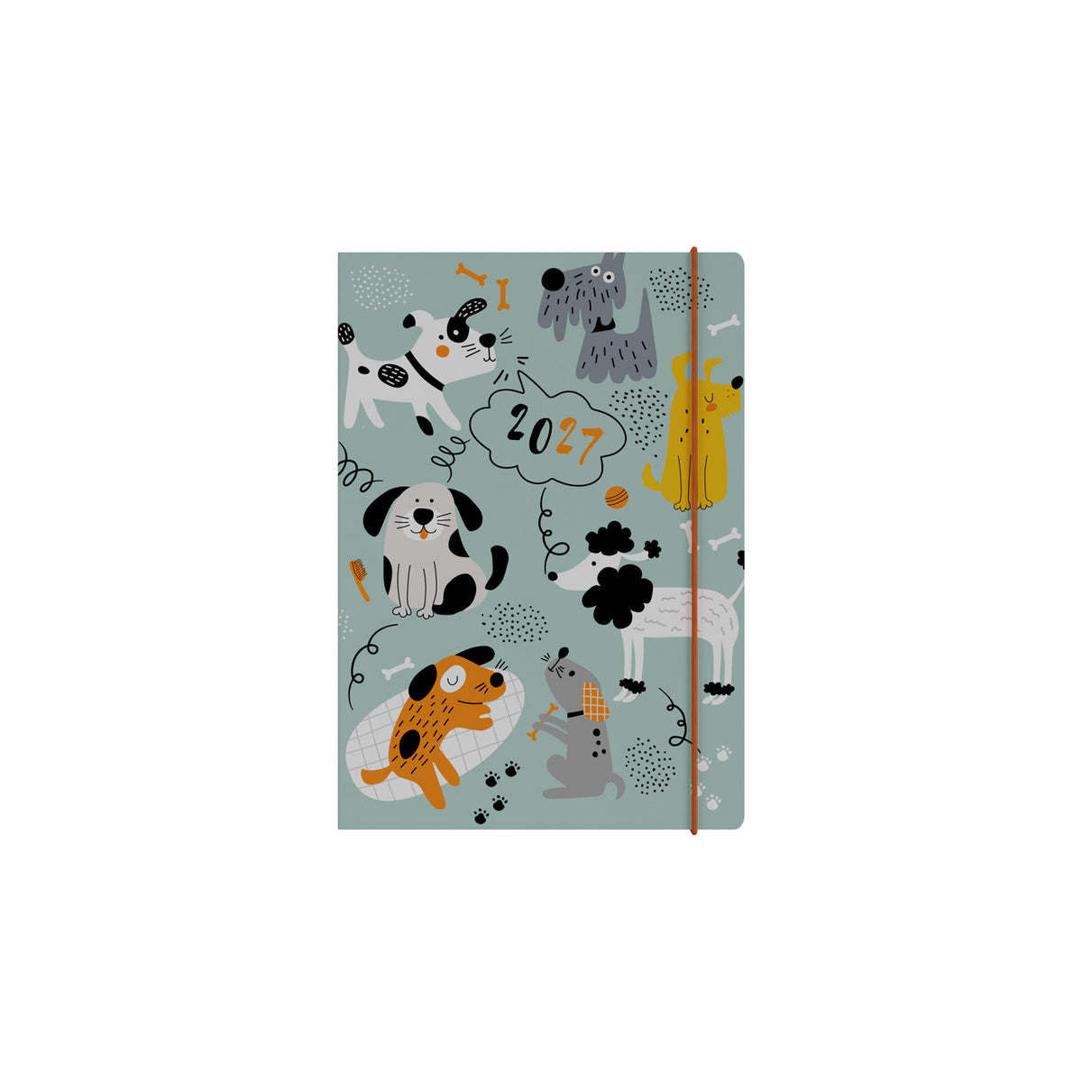 2027 Calendar Year Planner - 12 Month A5 Week-to-View Diary - Hard Cover - Dog's - Collins Debden Maru Range (MR153.DG-27)
