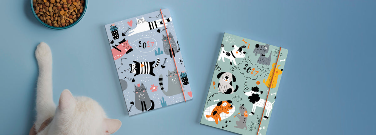 2027 Calendar Year Planner - 12 Month A6 Week-to-View Diary - Hard Cover - Dog's - Collins Debden Maru Range (MR163.DG-27)