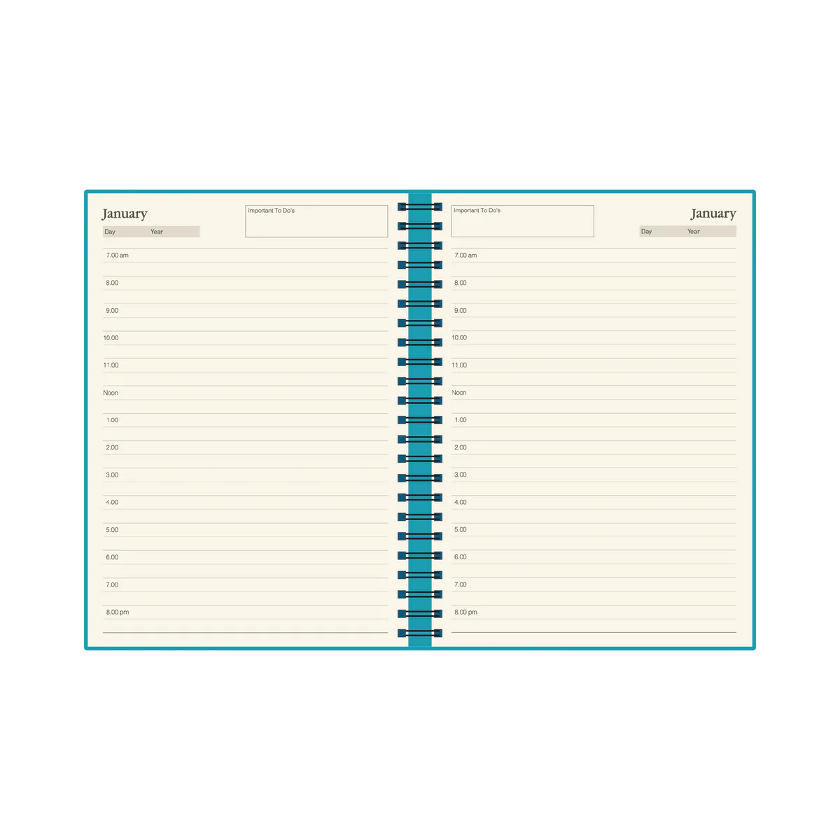 Any Year Diary - A4 Undated Day to a Page