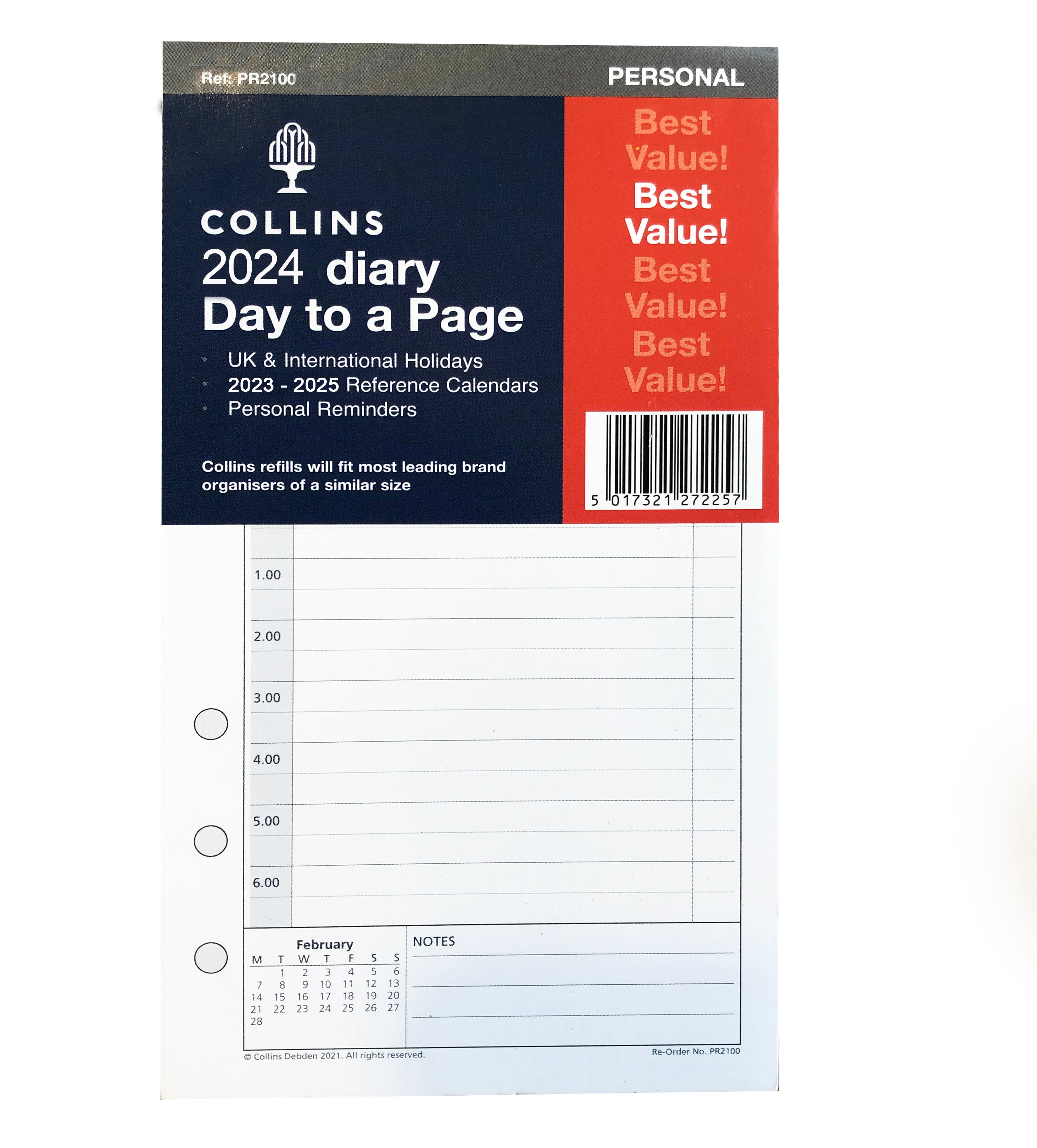 Personal Organiser - 2024 Day to a Page Refill – Collins Debden UK