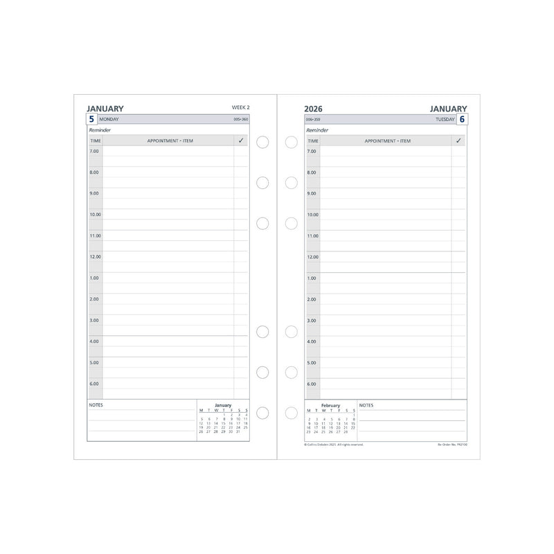 Personal Organiser - 2026 Day to a Page Refill (PR2100-26)