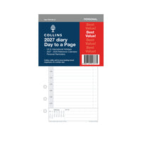 2027 Personal Organiser Refill - 12 Month Day-to-Page Appointments Diary Refill - Collins Debden (PR2100-27)