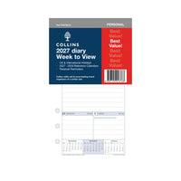 2027 Personal Organiser Refill - 12 Month Week-to-View Diary Refill - Collins Debden (PR2700-27)
