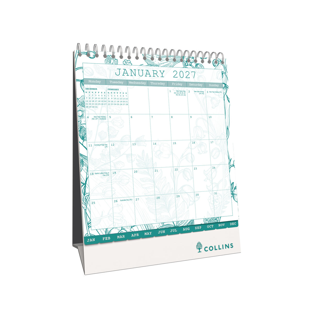 2027 Calendar - 12 Month Desk Month-to-View Calendar - Collins Debden Tara Range (TADC-27)