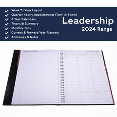 Collins Leadership - 2024 A4 Week-to-View Business Planner with Appointments (CP6740-24)