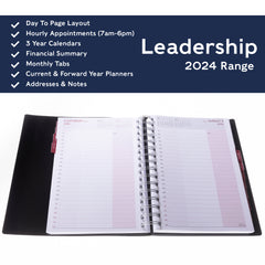 Collins Leadership - 2024 A5 Day-to-Page Business Planner (24 hour Appointments) (CP6744-24)